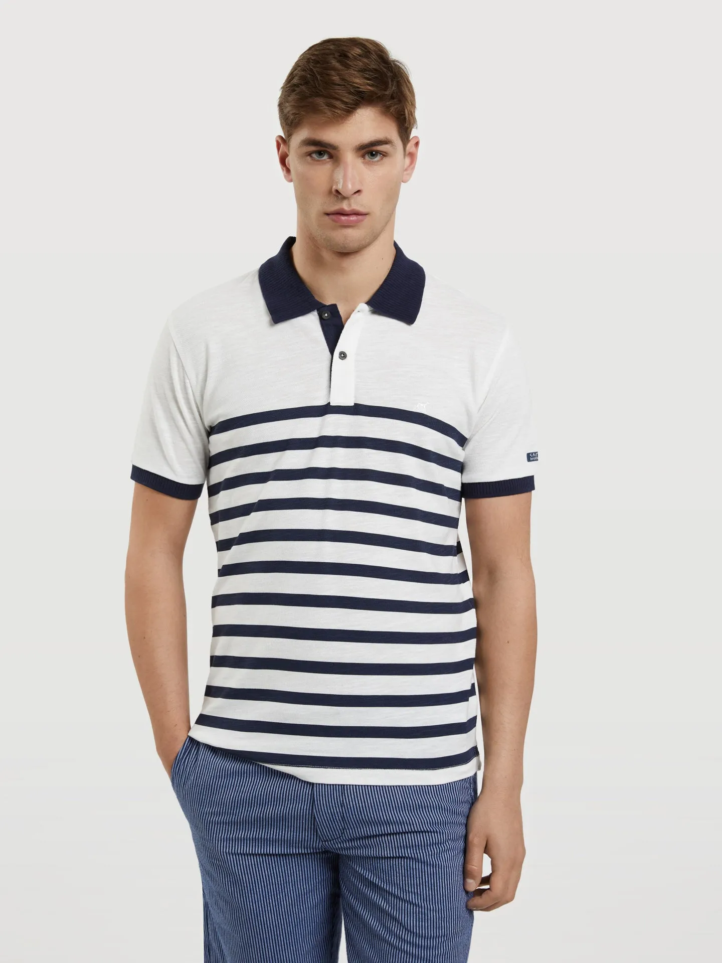 Polo Piqué Shirt With Printed Stripes