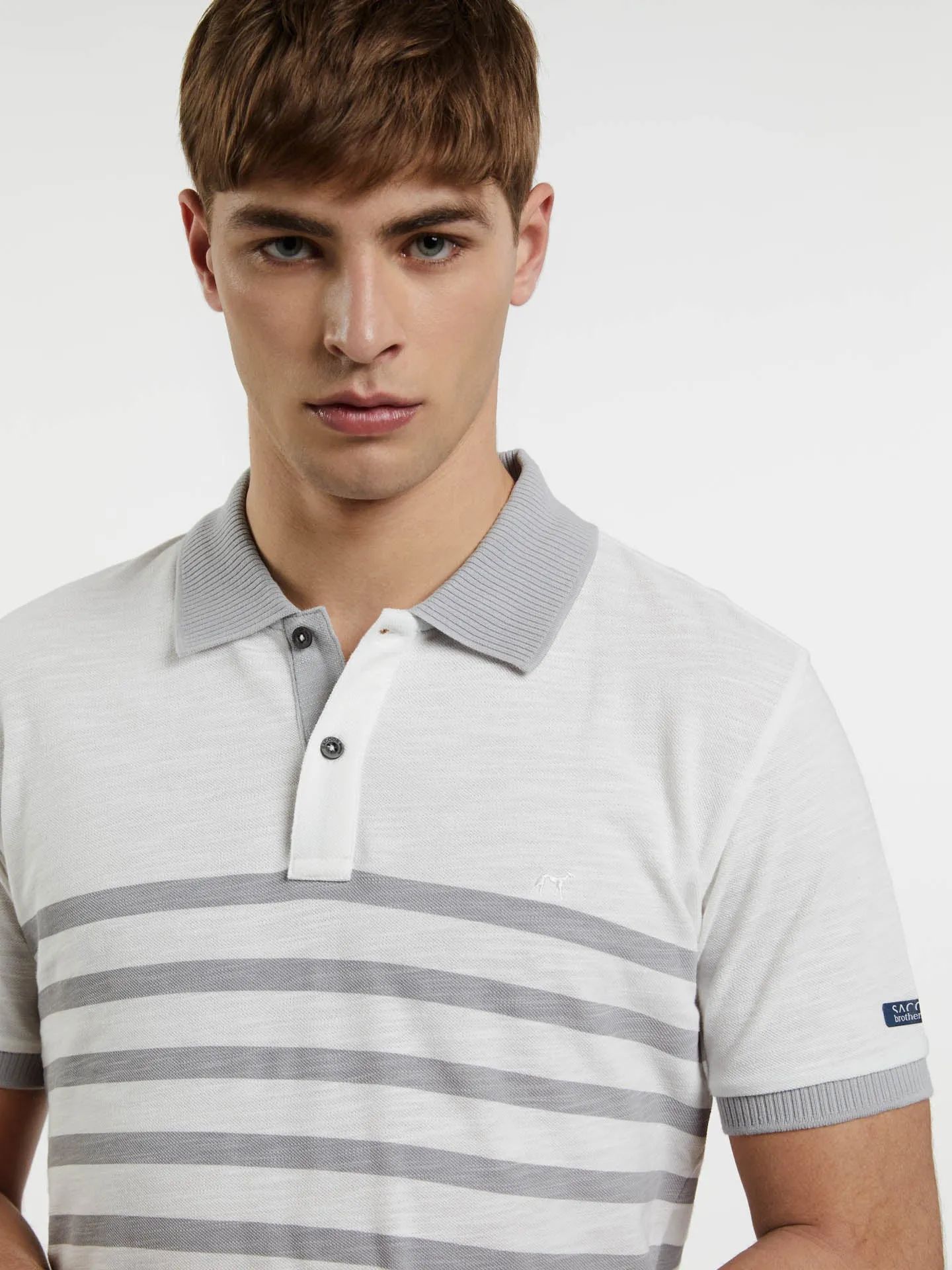 Polo Piqué Shirt With Printed Stripes