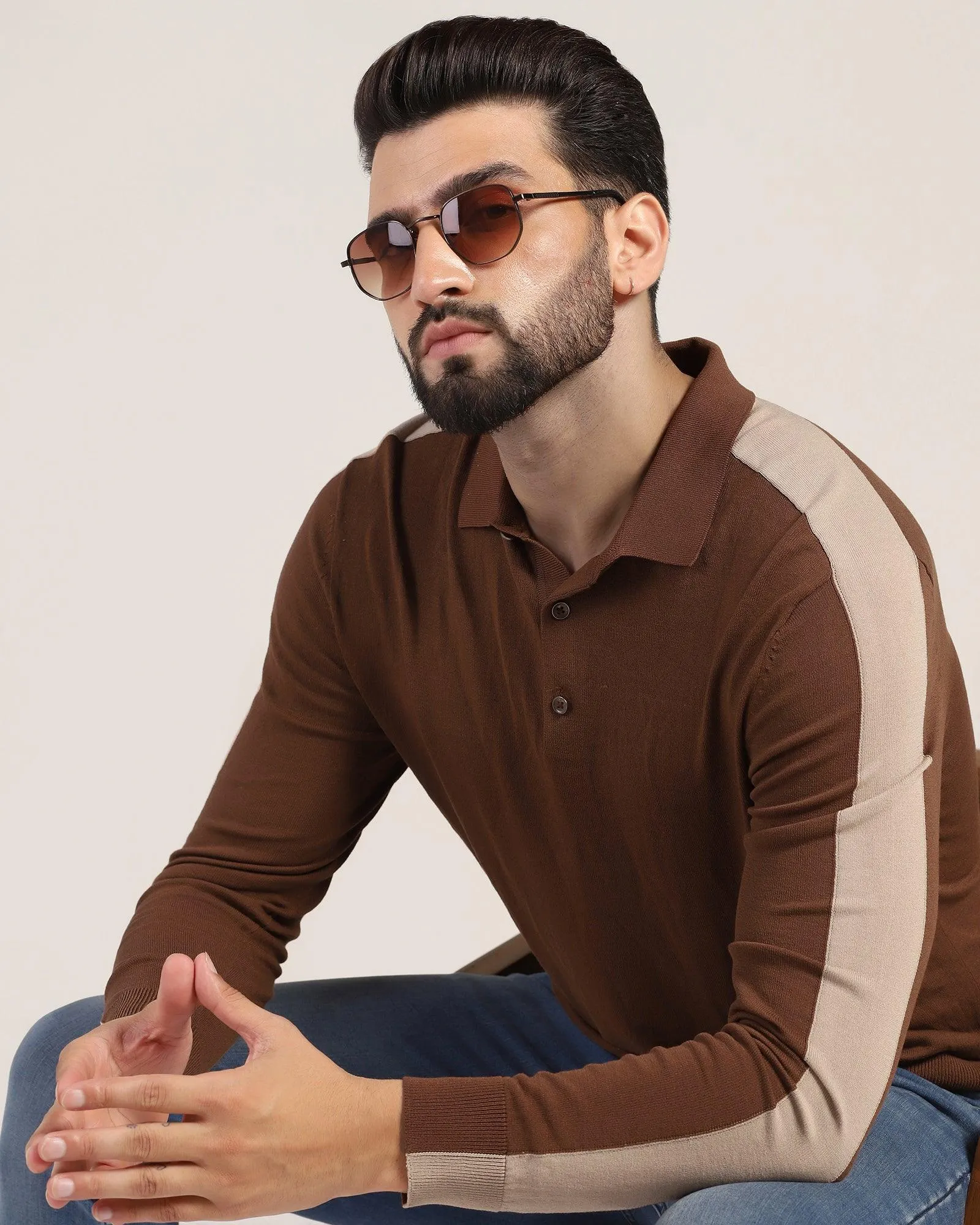 Polo Rust Orange Solid Sweater - Bond