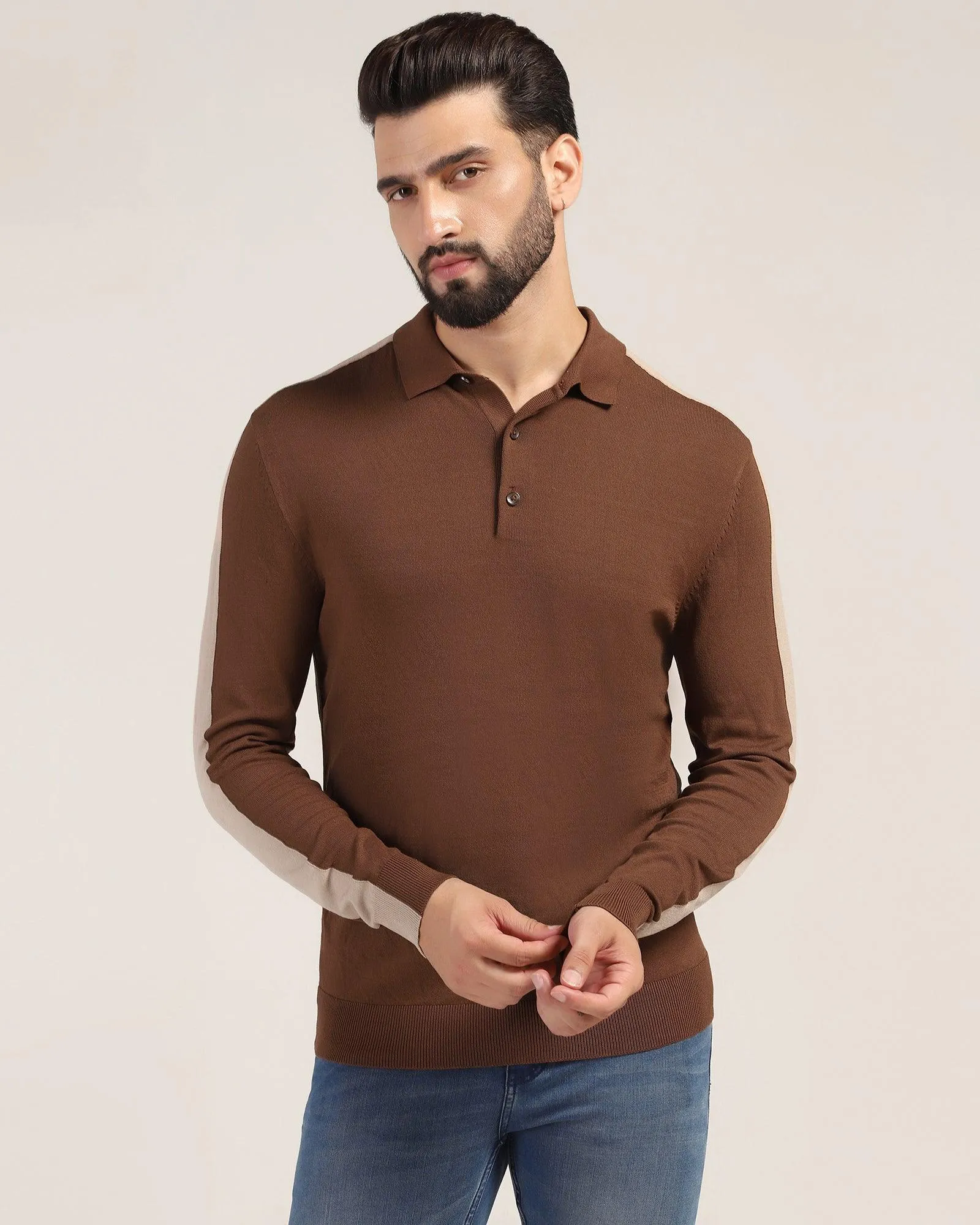 Polo Rust Orange Solid Sweater - Bond