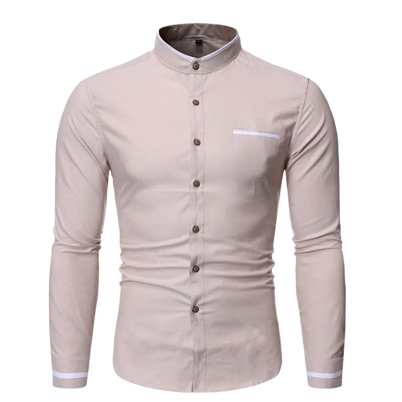 Pologize™ Casual Mandarin Collar Long Sleeve Shirt