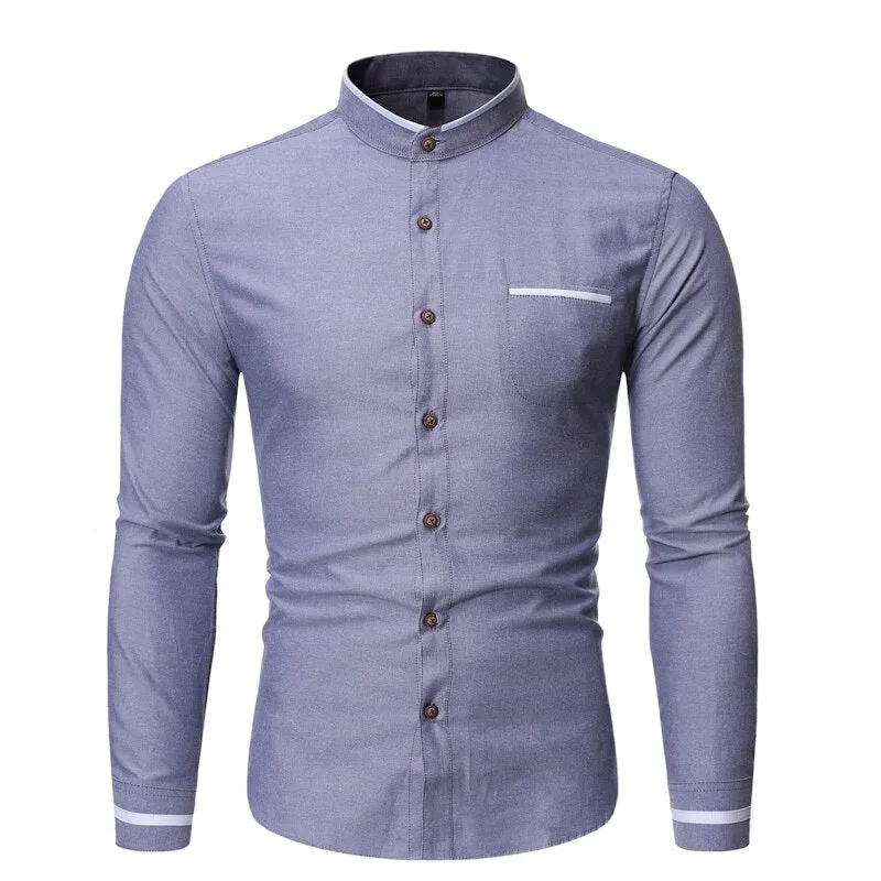 Pologize™ Casual Mandarin Collar Long Sleeve Shirt