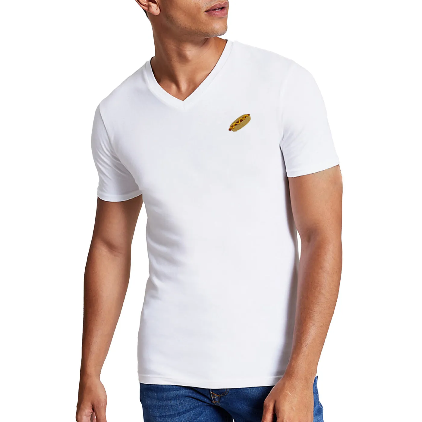 Pologize™ Hot Dog Embroidered V-Neck T-Shirt