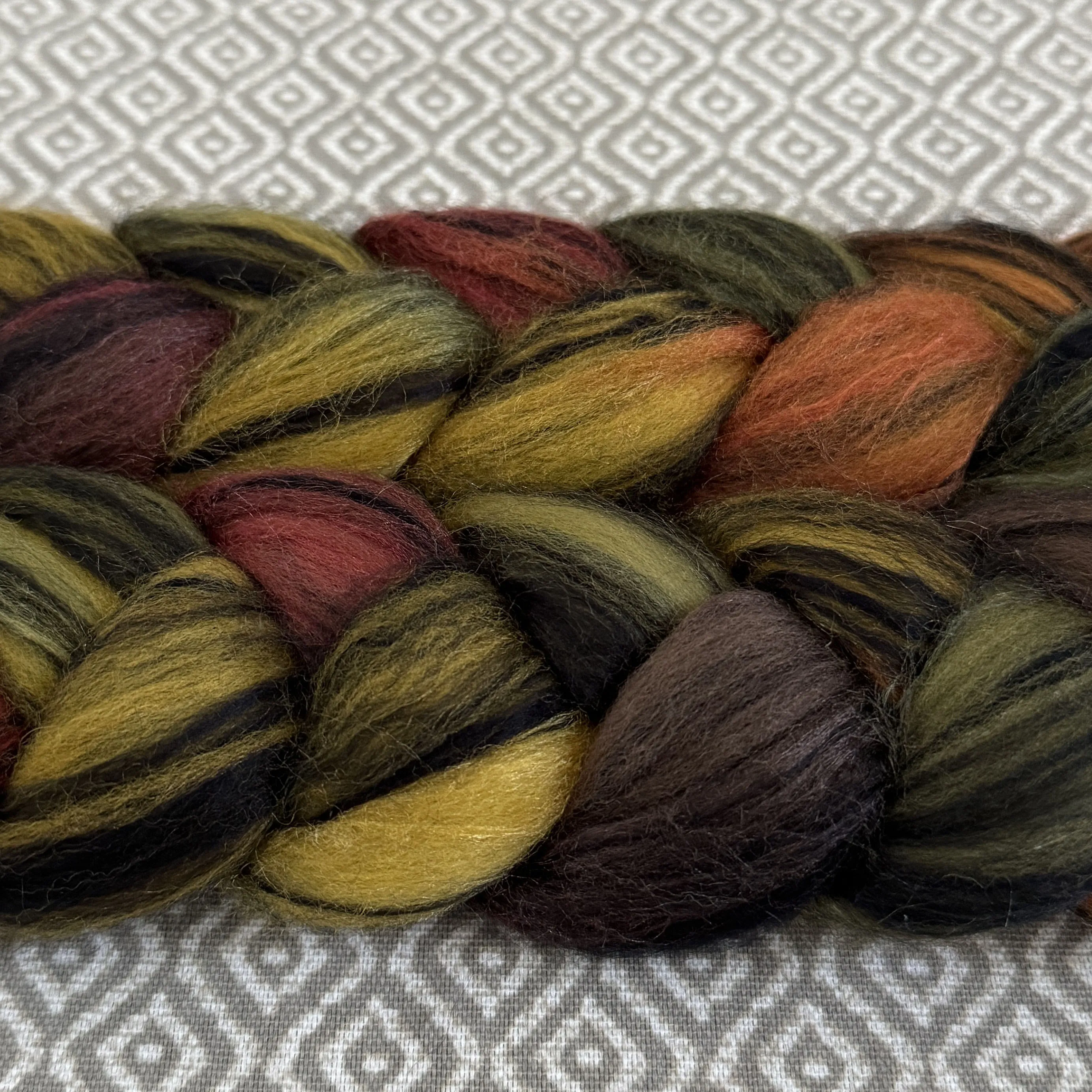 Polwarth Black Bamboo Silk Roving - Autumn Leaves