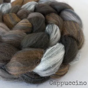 Polwarth Black Bamboo Silk Roving - Cappuccino