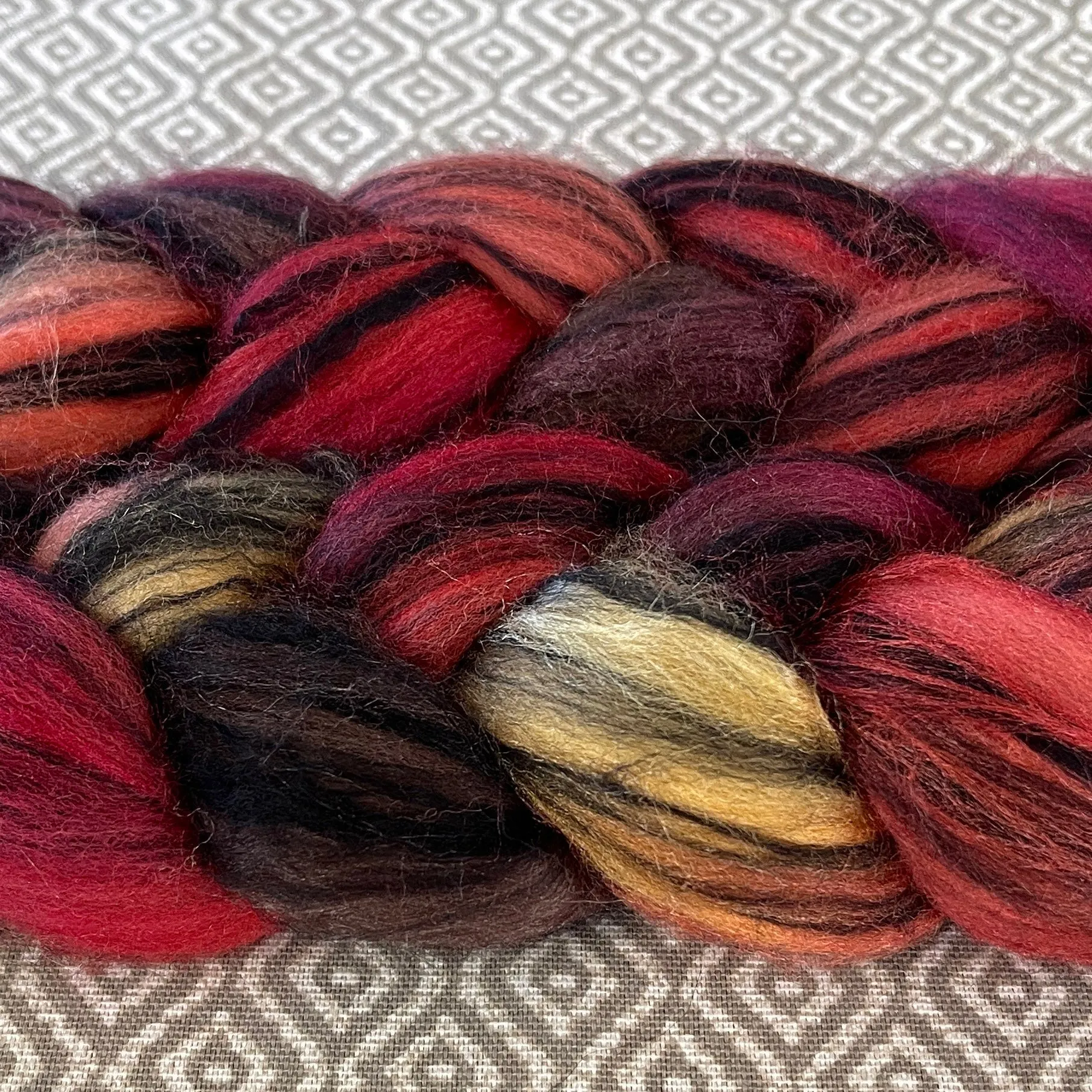 Polwarth Black Bamboo Silk Roving - OOAK - Embers