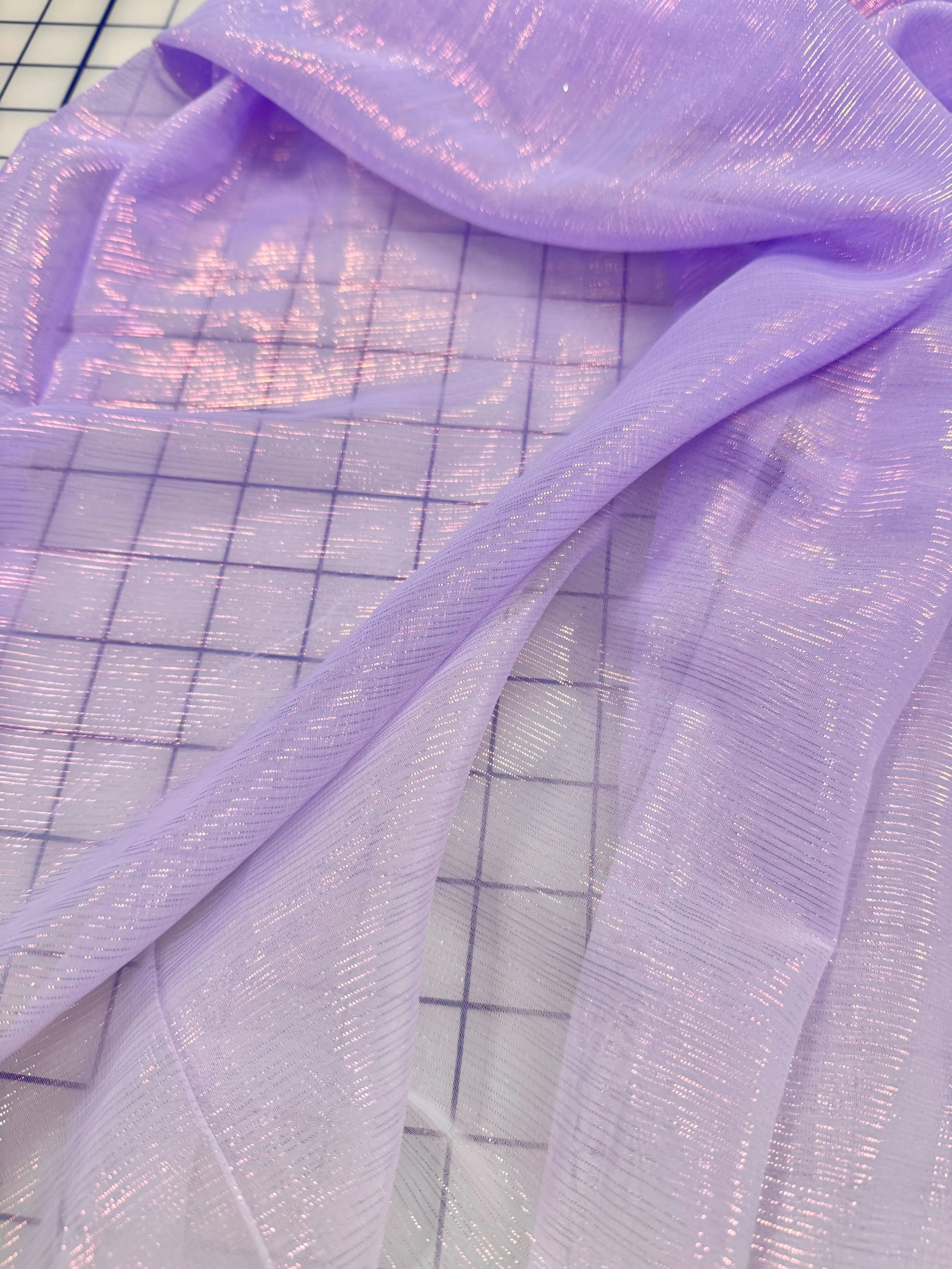 Poly Chiffon Ombre Metallic - 56-inches Wide Lilac