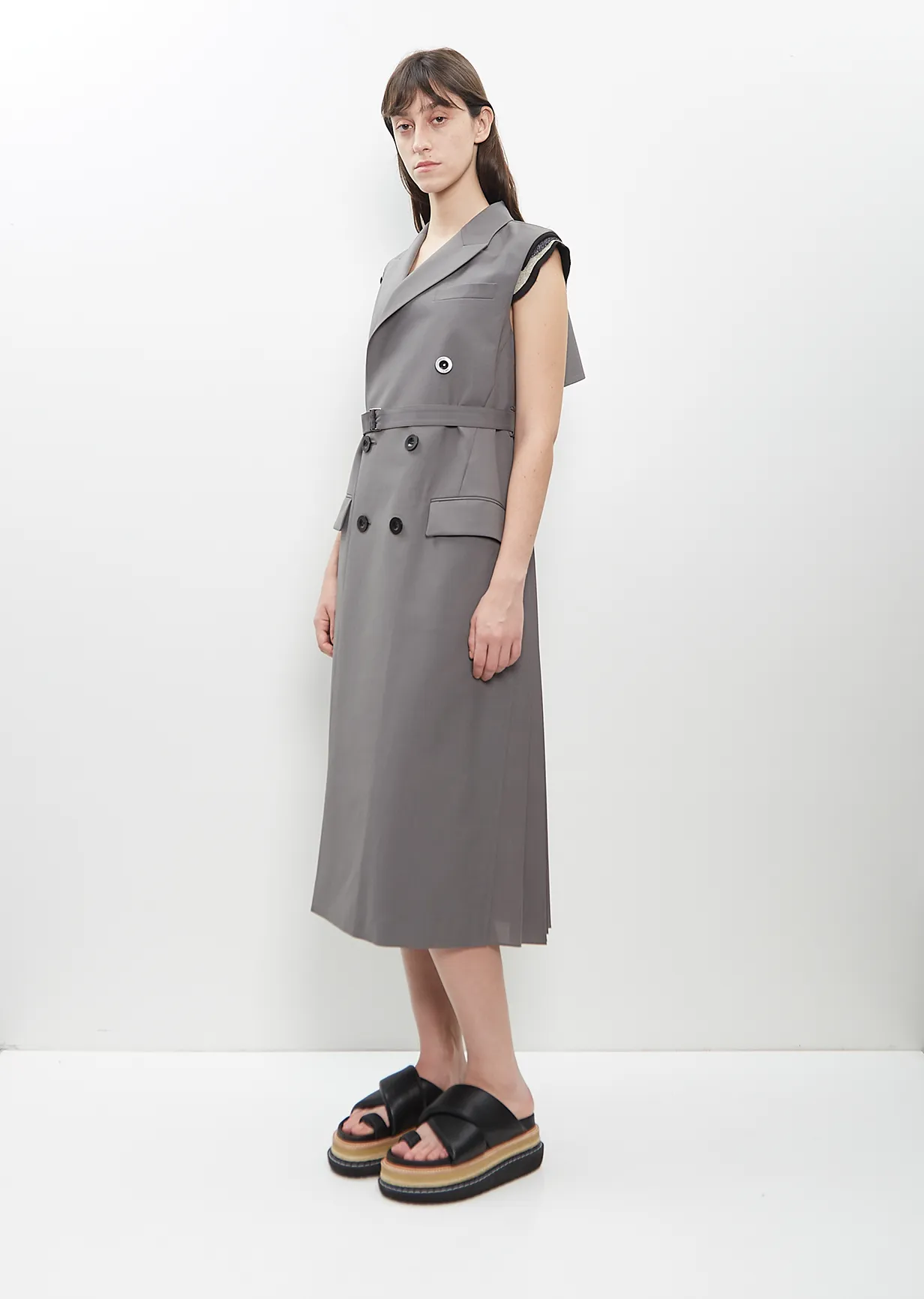 Poly Wool Suiting Long Vest Dress