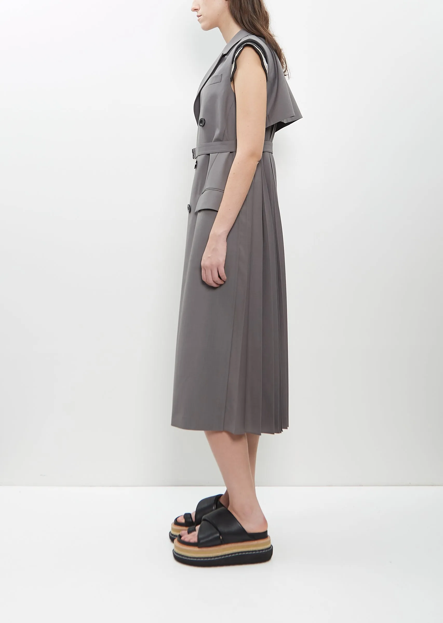 Poly Wool Suiting Long Vest Dress