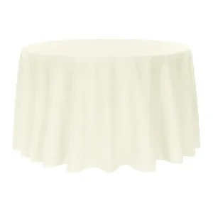 Polyester 108" Round Tablecloth - Light Ivory/Off White