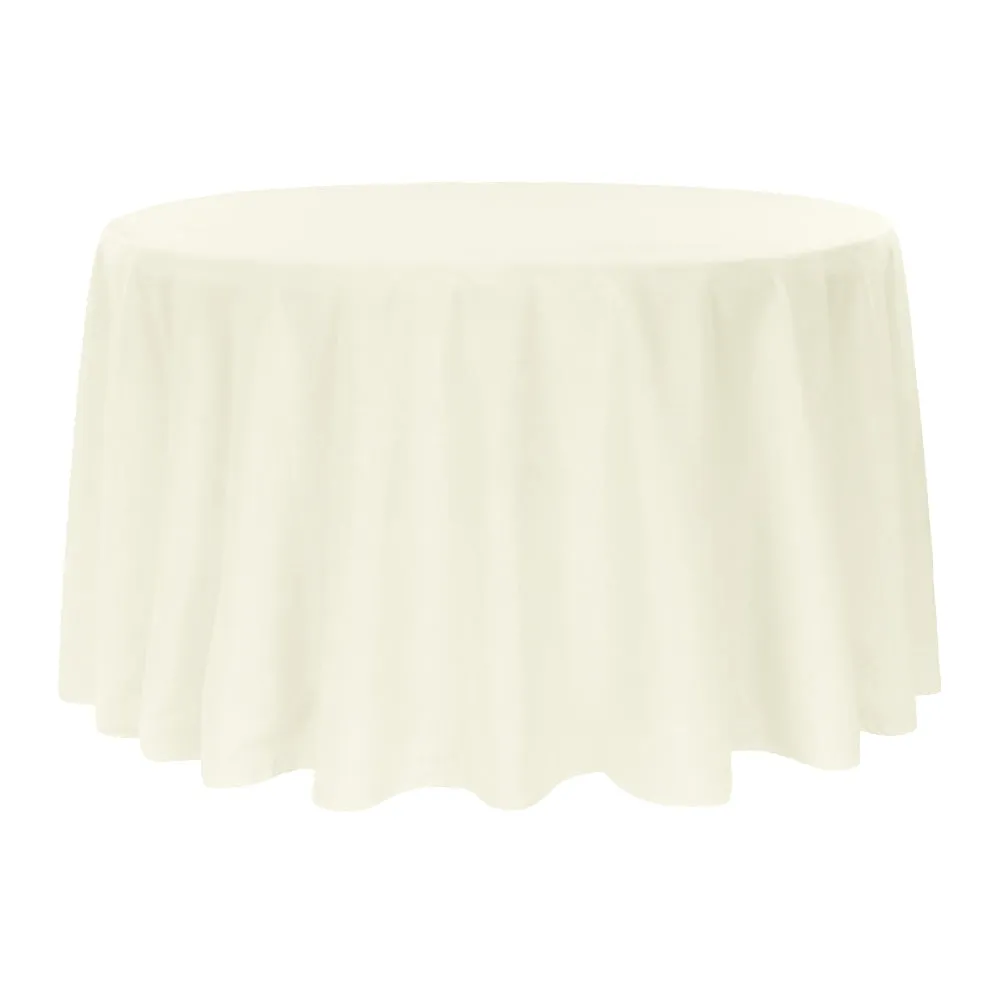 Polyester 108" Round Tablecloth - Light Ivory/Off White