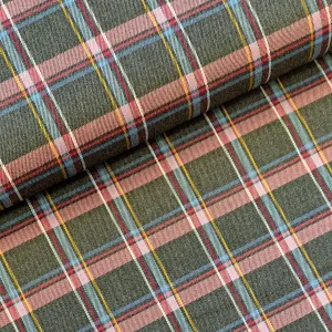 Polyester Viscose Elastane Check - Pink/Grey Check