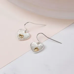 POM 10mm Silver And Gold Plated Double Heart Earrings