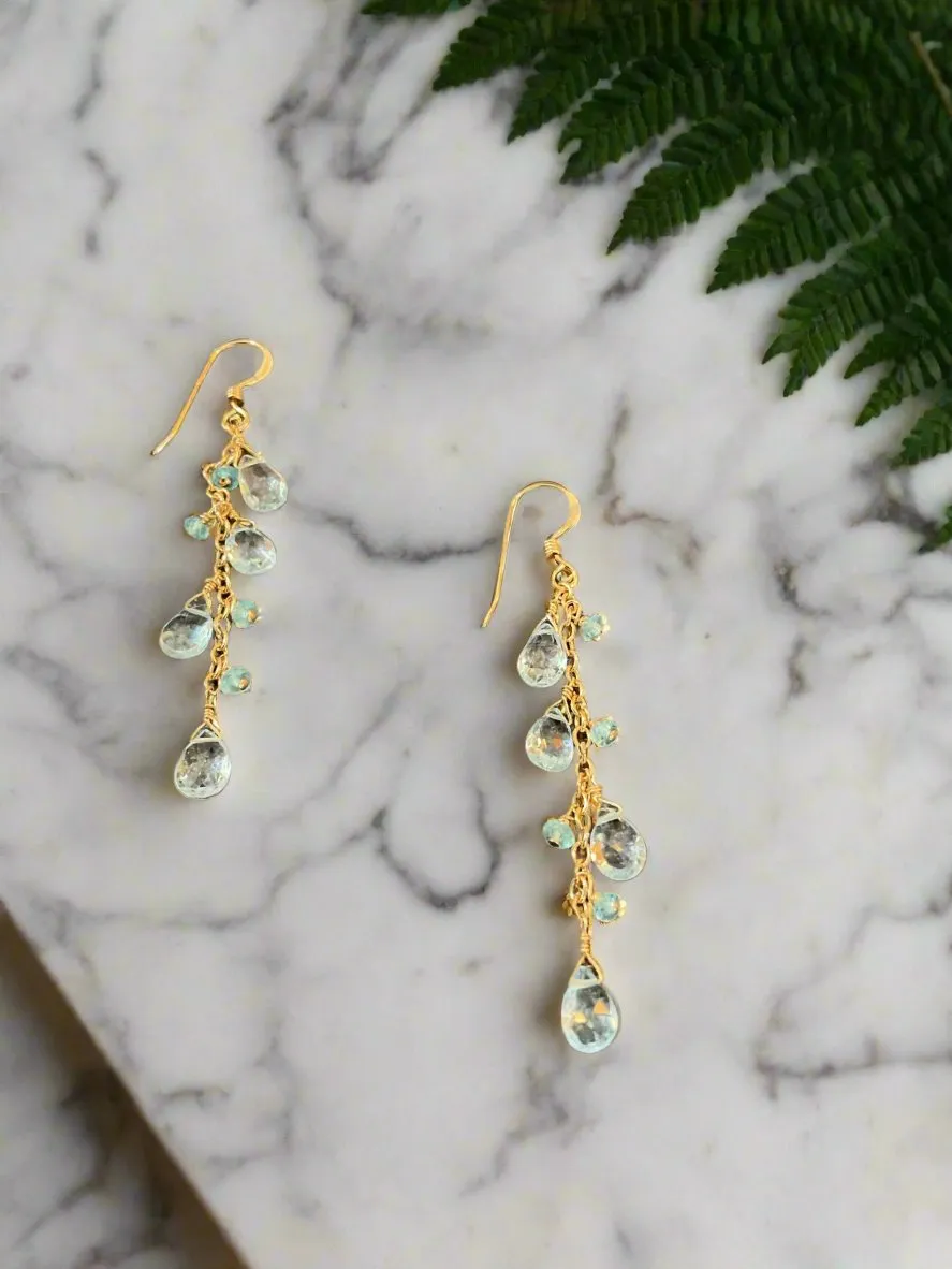 Pom Jewelry Sky Blue Topaz Earrings In Gold Fill-PEBT4