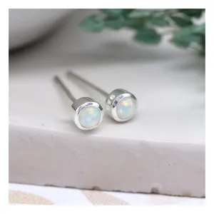 POM Peace Of Mind Sterling Tiny Silver Opal Stud Earrings