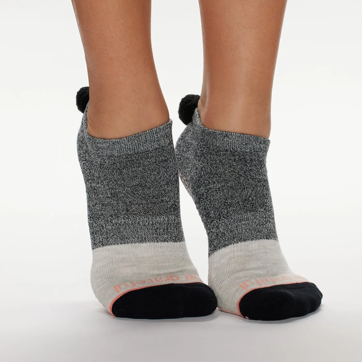 Pom Pom Be Grateful Grip Socks (Ember)