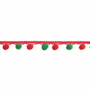 Pom Pom Trim - Christmas Red/Green