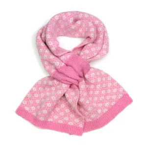 POM Rose Pink Retro Check Scandi Florarl Scarve