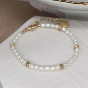 POM Seed Pearl and Gold Spacer Bead Bracelet