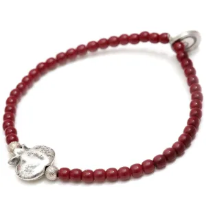 Pomegranate Charm Glass Bead Bracelet