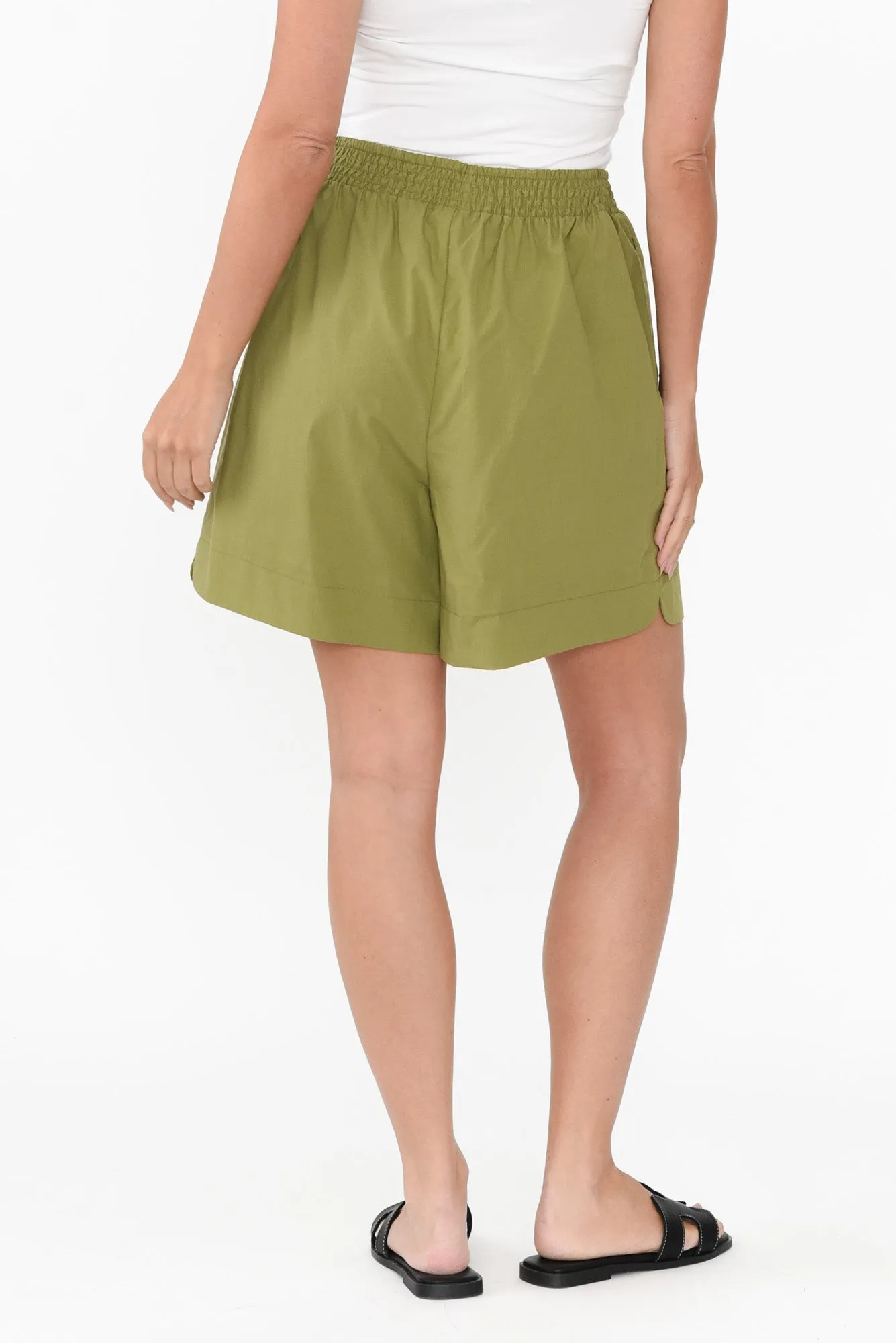 Pomona Green Cotton Shorts