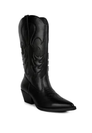 Ponsies Embroidered Block Heel Cowboy Boots