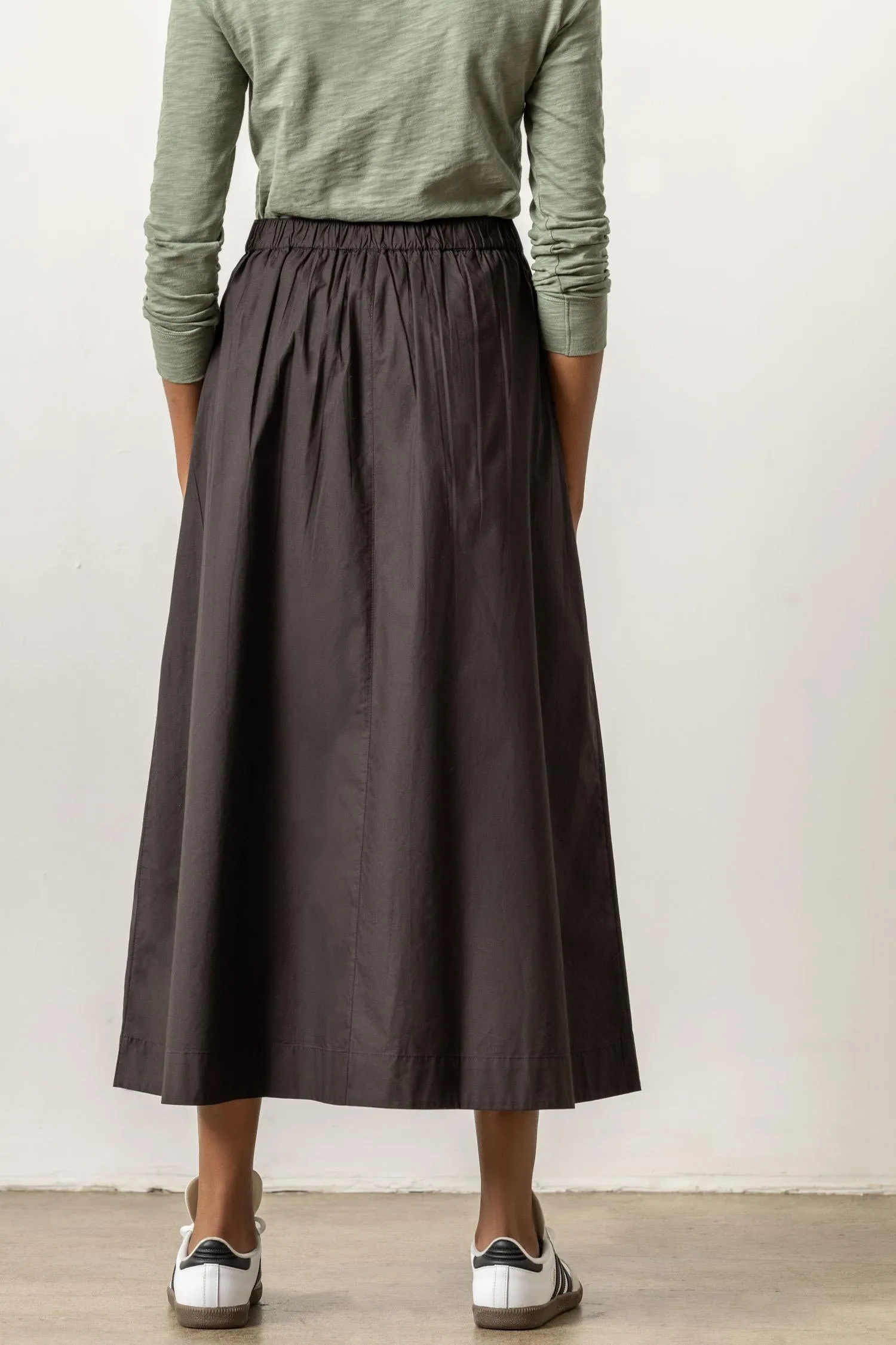 Poplin Button Front Skirt