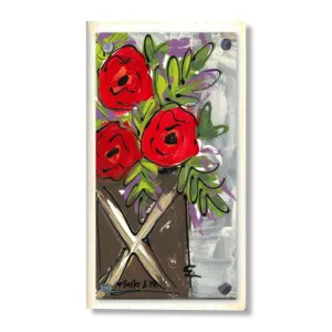 Poppies in Wood Planter Happy Block