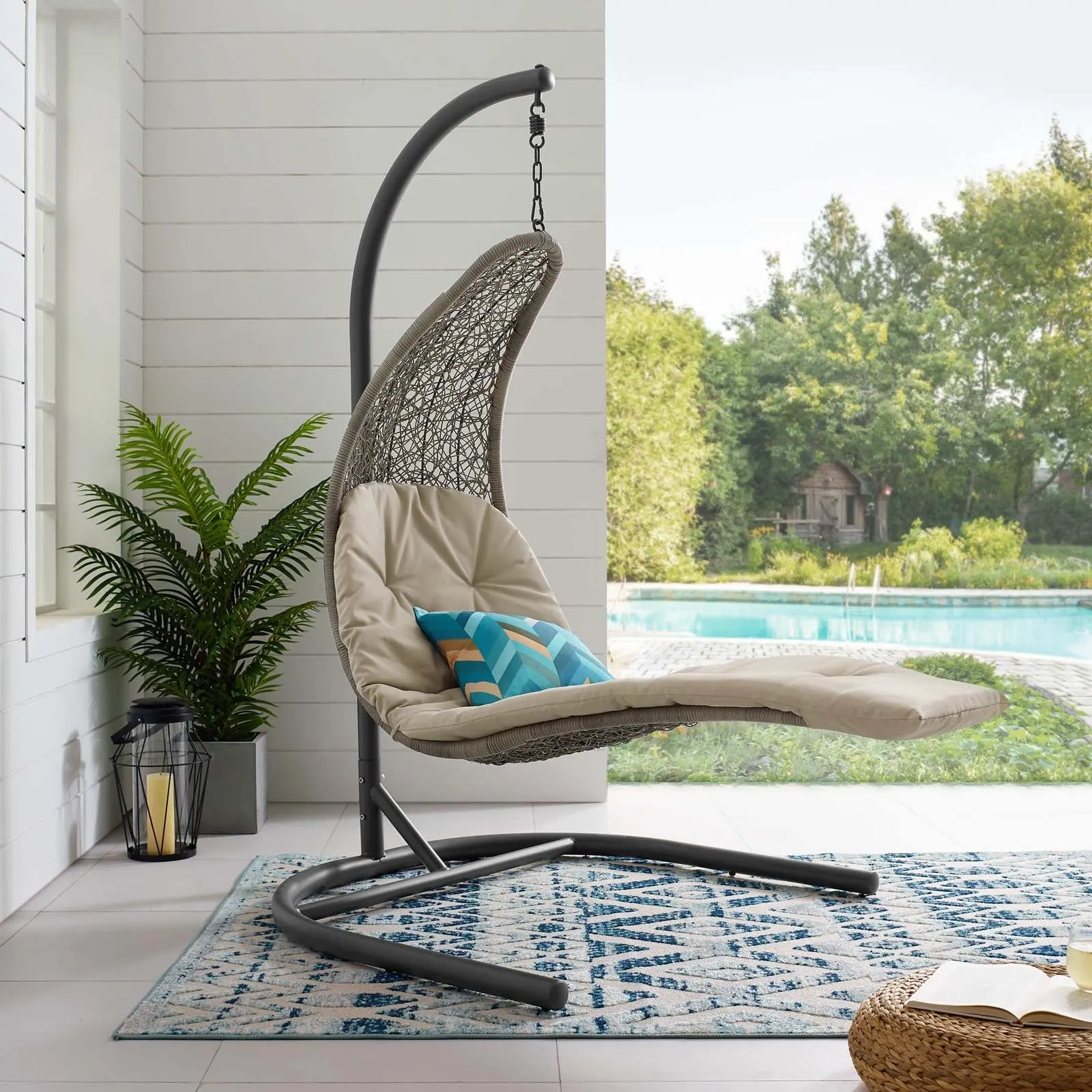 Porch Swing Chair For Home-Landscape Hanging Chaise Lounge Outdoor Patio Swing Chair