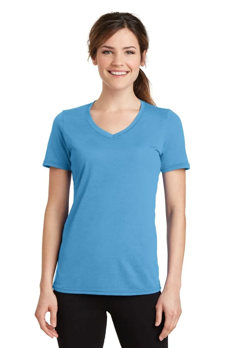 Port & Company ®  Ladies Performance Blend V-Neck Tee. LPC381V, Basic Colors