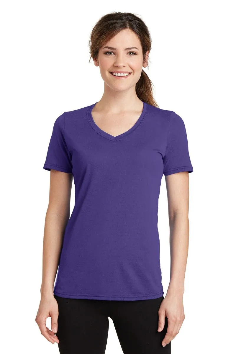 Port & Company ®  Ladies Performance Blend V-Neck Tee. LPC381V, Basic Colors