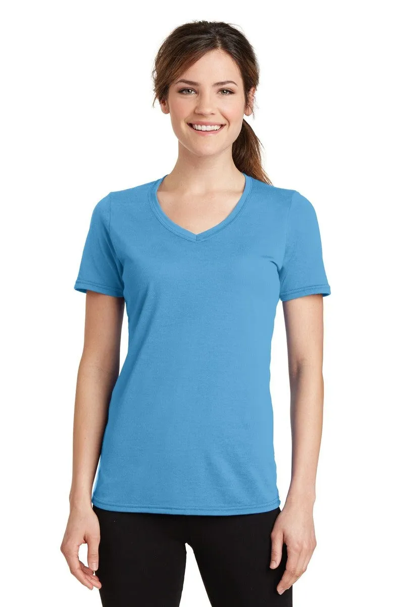 Port & Company ®  Ladies Performance Blend V-Neck Tee. LPC381V, Basic Colors