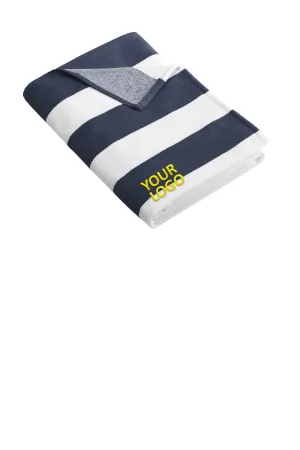 Port Authority Cabana Stripe Customized Beach Towels, Navy