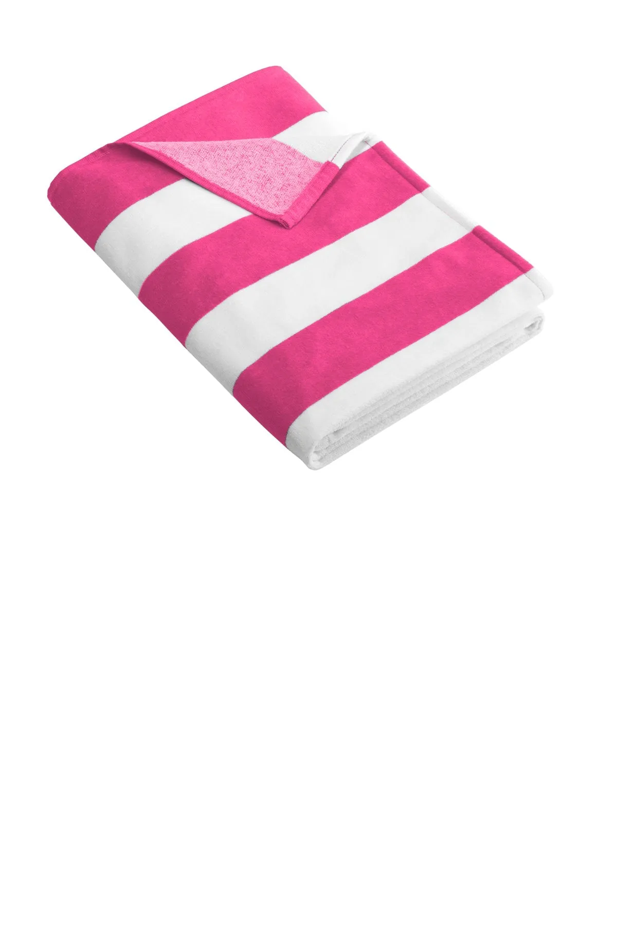 Port Authority Cabana Stripe Customized Beach Towels, Tropical Pink