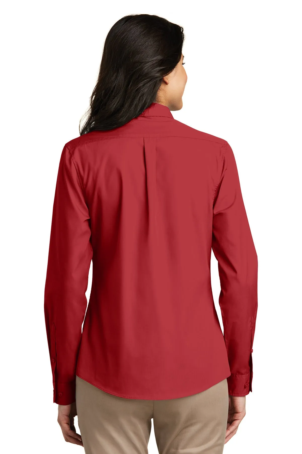 Port Authority Ladies Carefree Poplin Customized Shirts, Rich Red