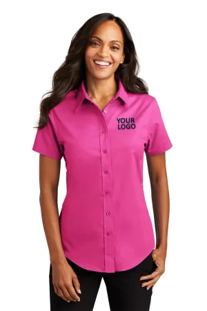 Port Authority Ladies Short Sleeve Easy Care Branded Shirts, Tropical Pink