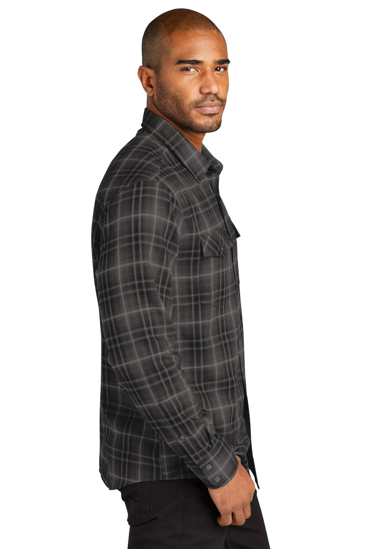 Port Authority® Long Sleeve Ombre Plaid Shirt W672