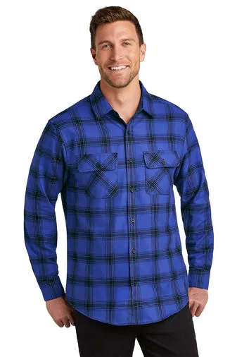 Port Authority Plaid Flannel Customized Shirts, Royal/ Black Open Plaid