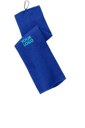 Port Authority Waffle Microfiber Customized Golf Towels, Royal