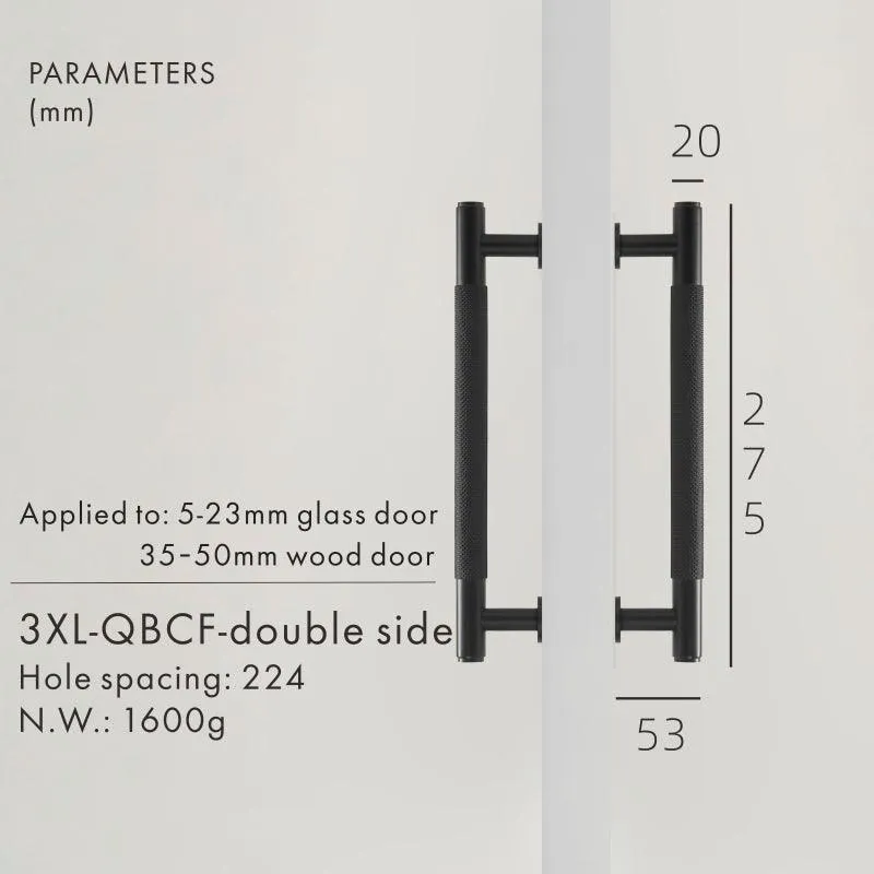 PORTA / Double-Sided Solid Brass Knurled Door Pull