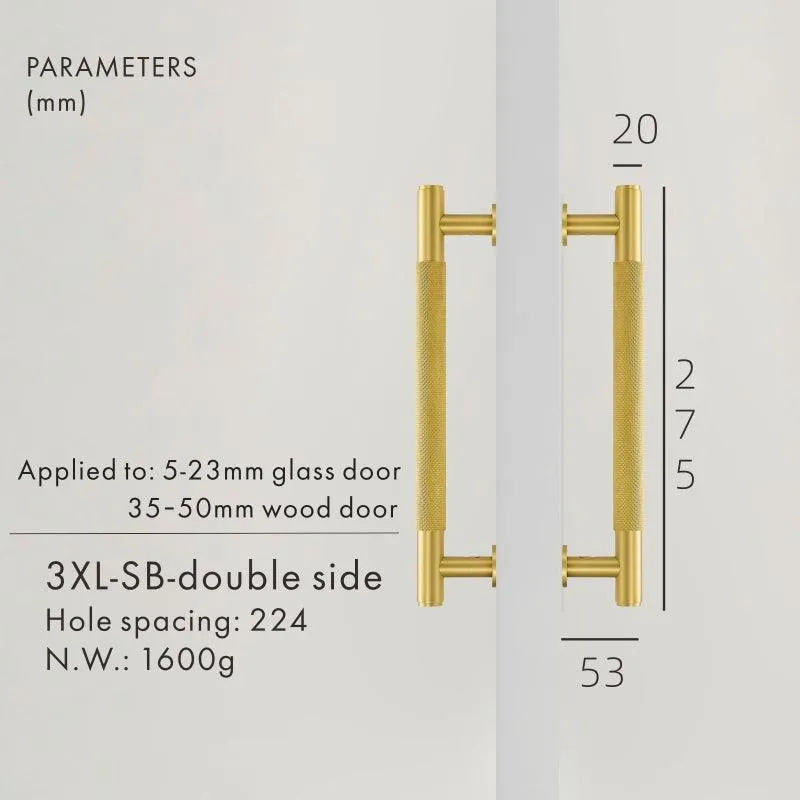 PORTA / Double-Sided Solid Brass Knurled Door Pull