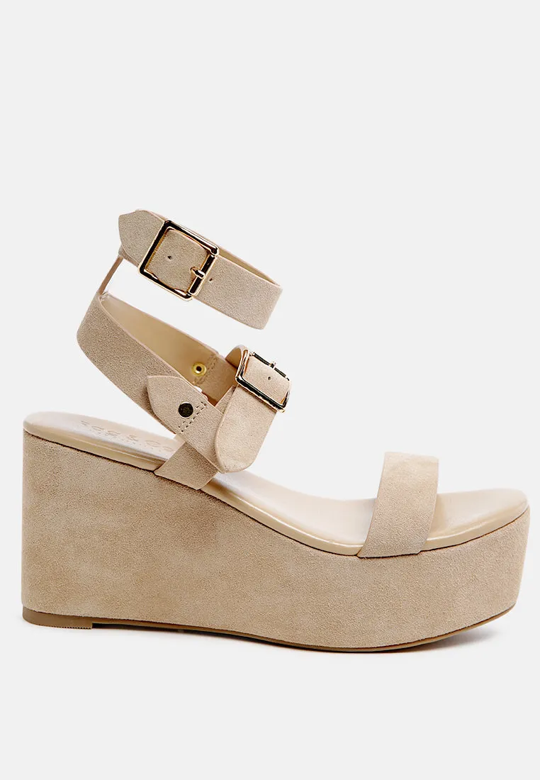 PORTIA Leather Wedge Sandal in Nude