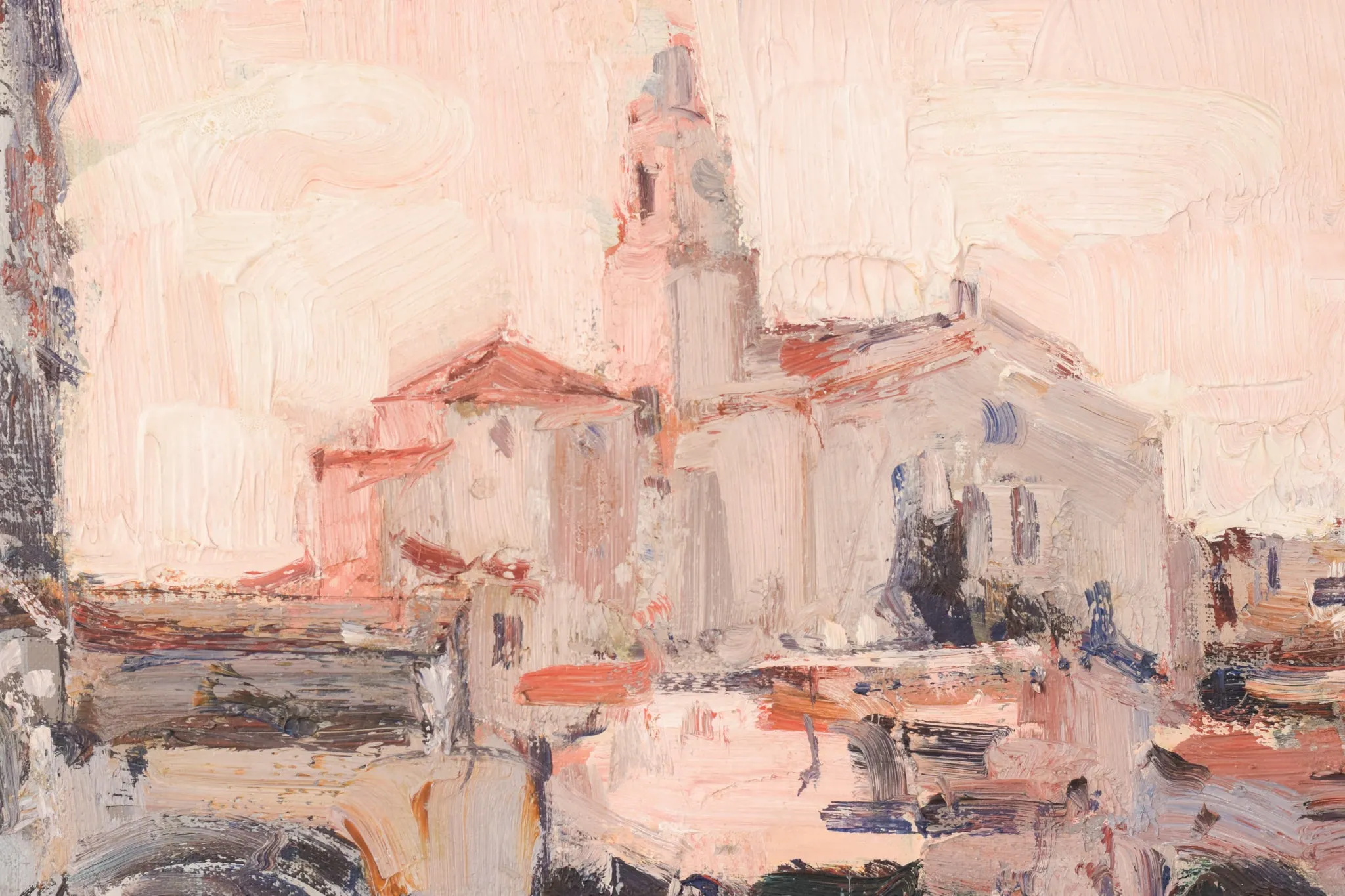 Post Impressionist Cityscape with Church - Albert Alis