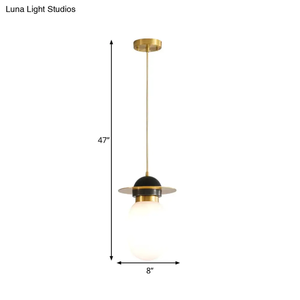 Post-Modern Brass Pill Capsule Pendant Light - Single Bedside Suspension Lamp