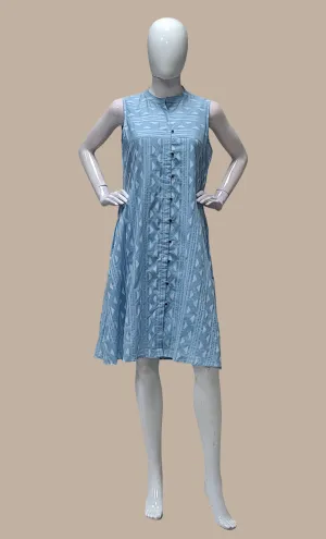 Powder Blue Printed Kurti Dress