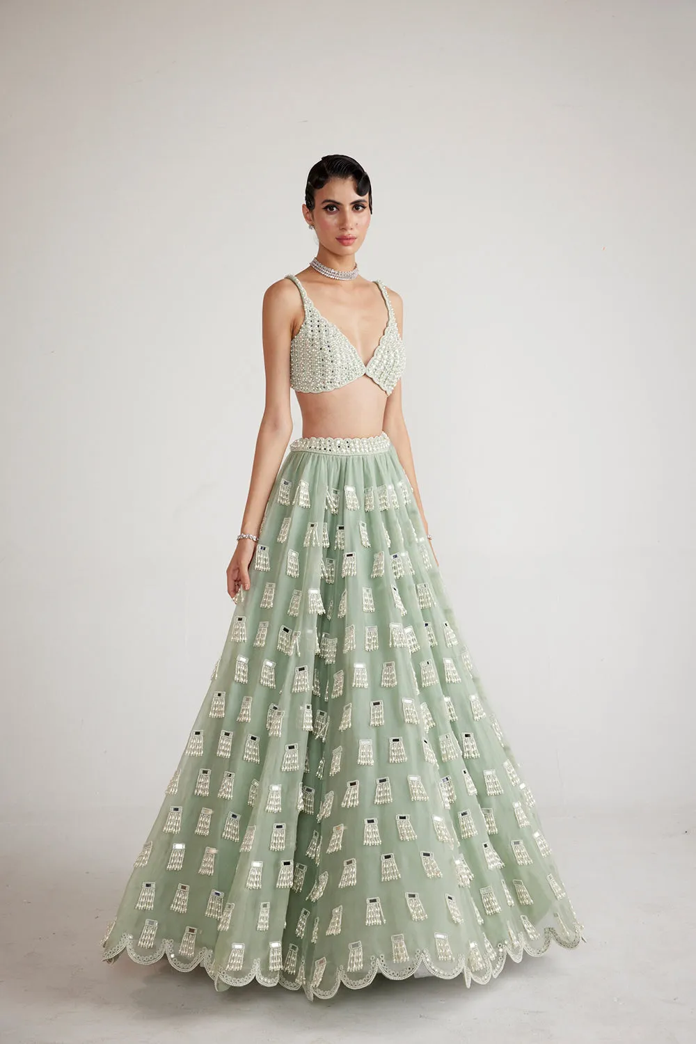 Powder Mint Green Chandelier Drop Lehenga Set