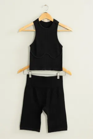 Power Move Cropped Tank Top and Biker Shorts Set