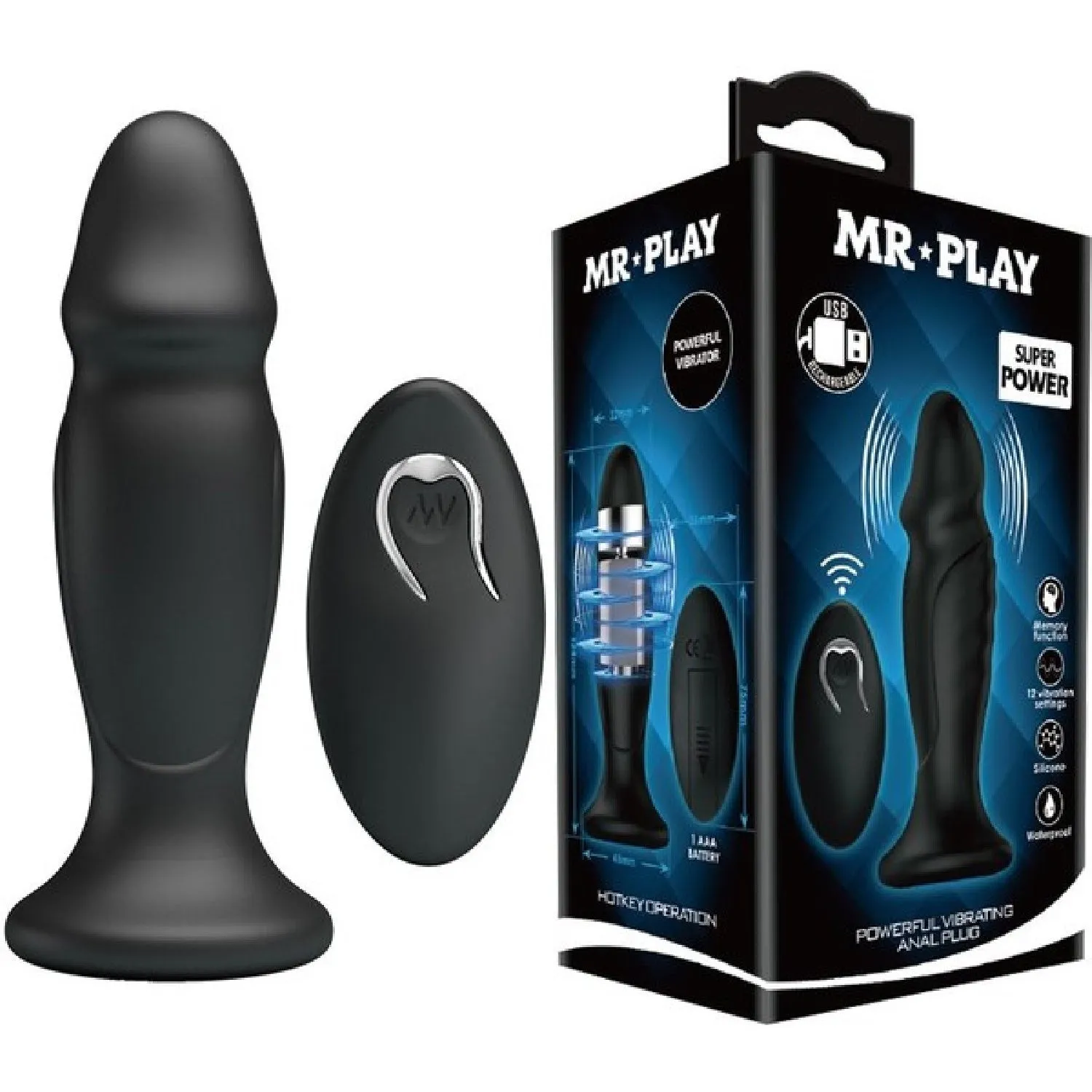 Powerful Vibrating Anal Plug (Black)