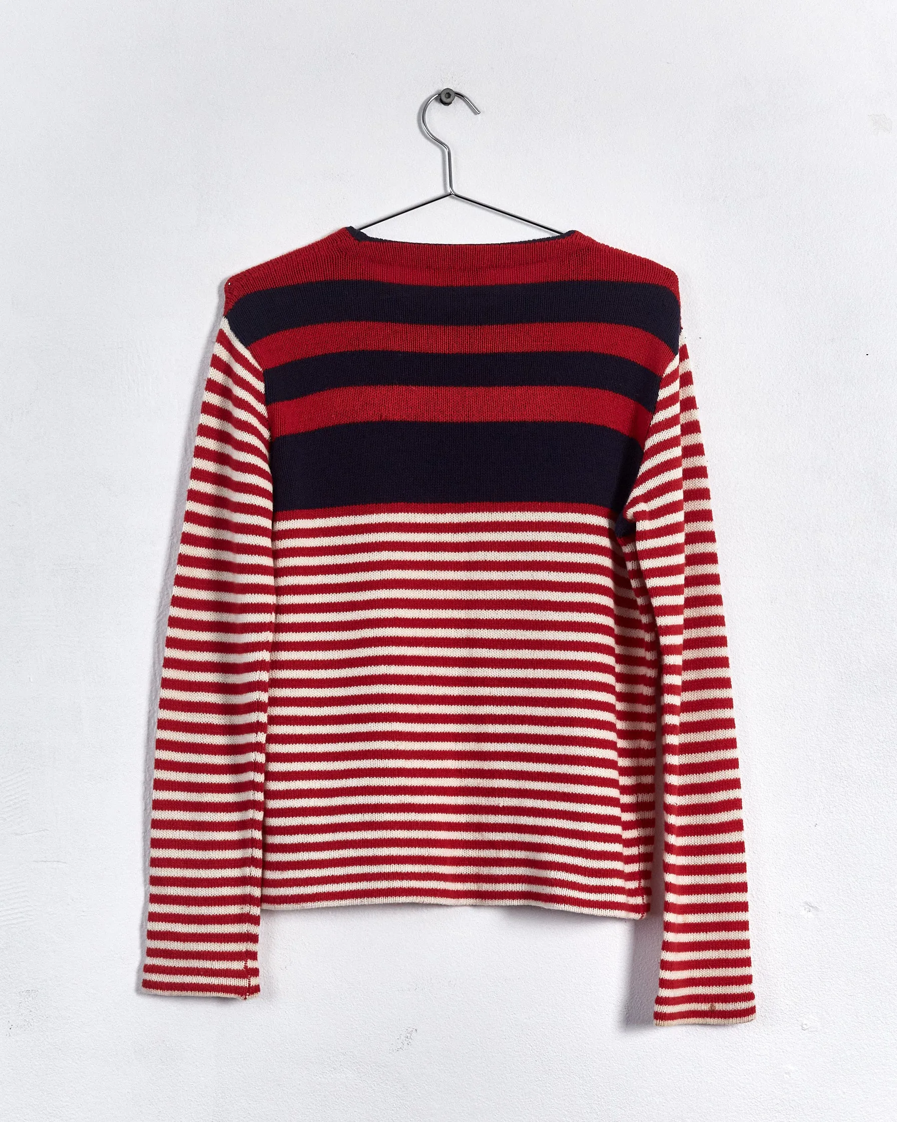 Prada 2011 cashmere blend stripe sweater, red, blue & white, 10