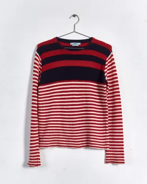 Prada 2011 cashmere blend stripe sweater, red, blue & white, 10